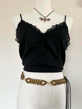 Vintage brown beaded fringe belt